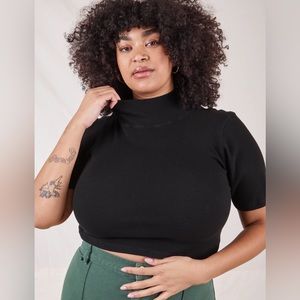 Big Bud Press Half Sleeve Turtleneck in Black